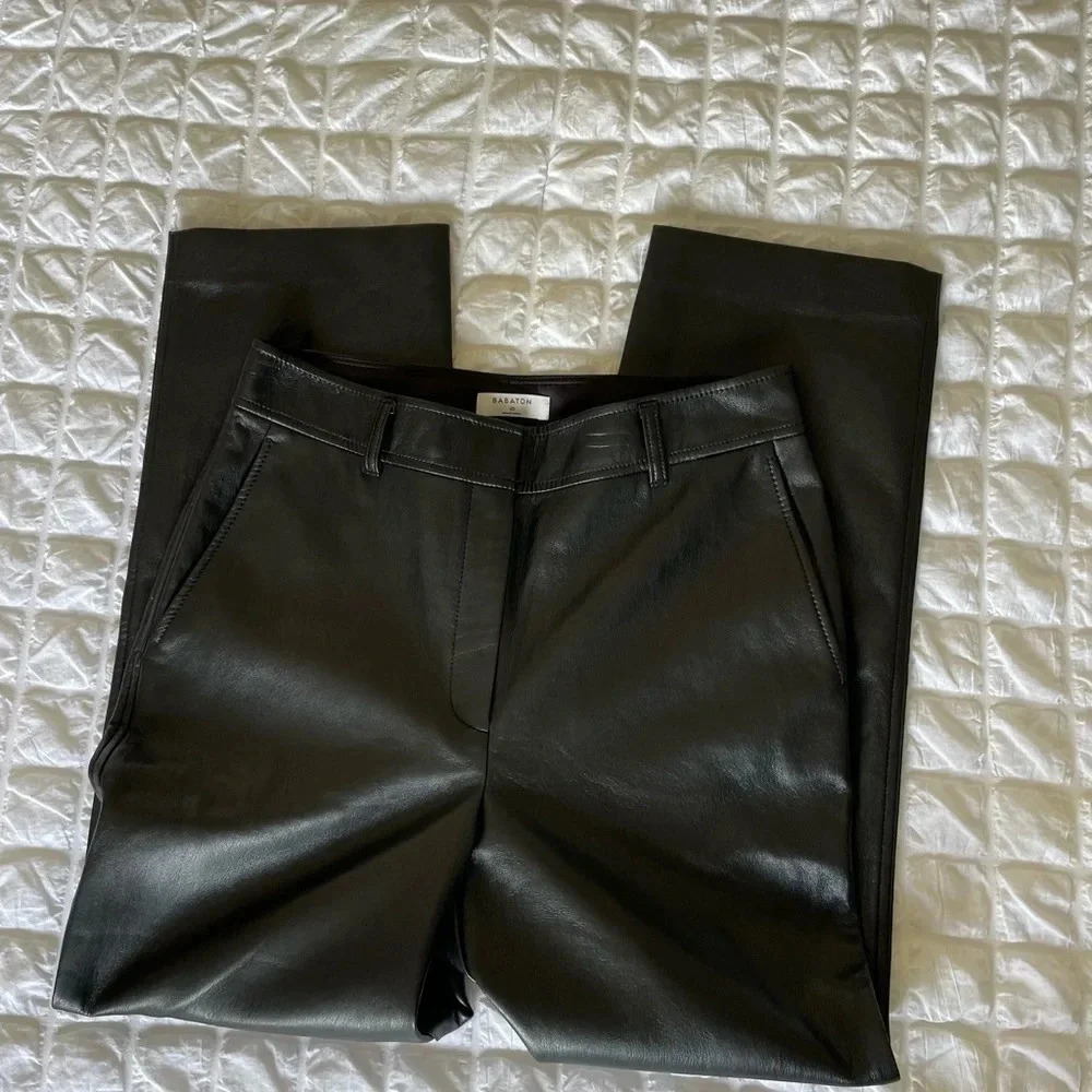Aritzia Babaton vegan leather straight leg pants - Picture 4 of 11